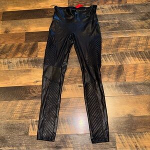 SPANX Black Faux Leather Moto Leggings